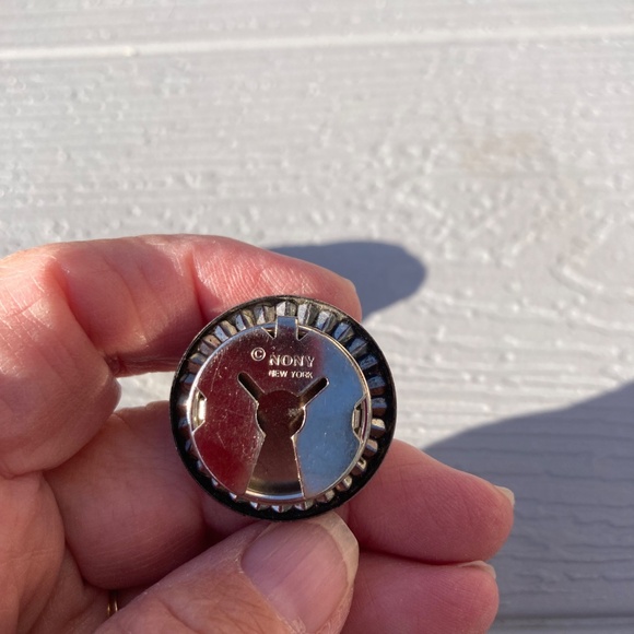 NONY Button Covers silvertone blue stones set of 2 vintage - Picture 3 of 5